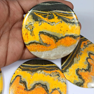 Pierres précieuses naturelles en jaspe abeille, lisses, à dos plat, jaunes, polies, de formes variées, pour la fabrication de bijoux - Product Image 1