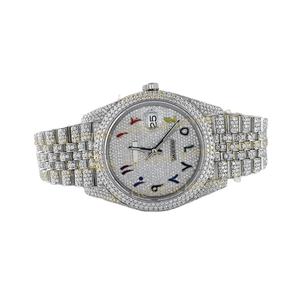 Premium Quality Pass Diamond Tester Rainbow Arabic Dial D VVS Totalmente helado Moissanite Diamond Reloj de movimiento automático para hombres - Product Image 1