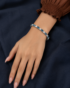 Colour Mountain 7.5 Inch London Blue Topaz Tennis <b>Bracelet</b> 925 Sterling Silver White Gold Plated Luxury Unisex Gift Jewelry - Product Image 2