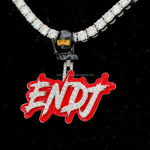 Hip Hop Mossanite Pendentif Émail Dessin Animé Bail VVS Glacé Lettre Argent 925 Personnalisé Moissanite Diamant Pendentif - Product Image 4