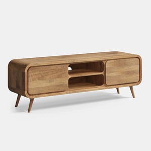 High Quality Solid Wood TV <b>Cabinet</b> with Storage Compartments Sliding Doors Entertainment Unit for Living Room Hotel Apartment Pr - Product Image 3