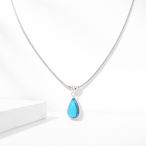 Natural Quartz Aquamarine Teardrop Pendant Necklace 925 Sterling Silver Minimalist Gemstone Moissanite Wholesale Women Jewelry - Product Image 1