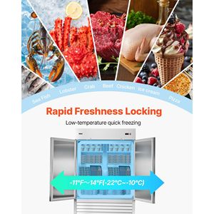 Congelatore Commerciale in Acciaio Inox da 43,2 Piedi Cubi, Larghezza 32,2 Pollici, Doppia Porta, Verticale, Scongelamento Automatico, 8 Pollici - Product Image 2