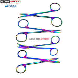 Ciseaux à suture Iris Micro Point, revêtement en titane multicolore arc-en-ciel, qualité supérieure, crochet délicat, manuel - Product Image 4