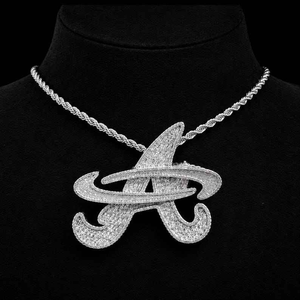 Collar con colgante de letra de moissanita de lujo, cadena inicial de plata 925 con incrustaciones de circonitas, joyería hip hop, regalo personalizado para hombres y mujeres - Product Image 4