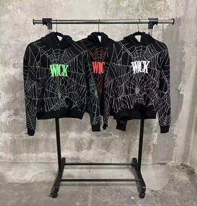 เสื้อฮู้ดดี้พิมพ์ลาย 3 มิติ แบบพัฟโลโก้สไปเดอร์แมน สั่งทำขายส่ง ผ้าคอตตอน 100% หนานุ่ม สไตล์สตรีทแวร์ ลุคดิสเทรส สำหรับผู้ชาย - Product Image 1