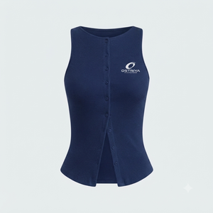 Débardeur côtelé vert pour femme, col rond, couleur unie, style formel, longueur standard, polyester/coton, éco-responsable - Product Image 5