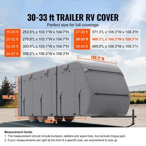 Copertura per Camper RV 30-33ft - Tessuto Non Tessuto a 4 Strati - Impermeabile e Antivento - Copertura per Roulotte da Viaggio - Product Image 2