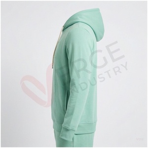 Conjunto Deportivo con Capucha para Hombre, Color Verde Menta, Manga Larga, Color Sólido, Transpirable, Informal, para Otoño, Corte Regular, con Bolsillos Laterales - Product Image 3