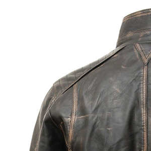 Chaqueta de Cuero para Hombre, Invierno, Cierre de Cremallera, Resistente al Viento e Impermeable, Estilo Urbano, Bolsillos Laterales, Cuero Genuino - Product Image 4