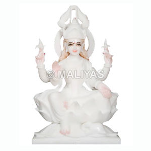 รูปปั้นพระลักษมีหินอ่อนสีขาว |   พระลักษมีหินอ่อนแกะสลักด้วยมือสำหรับบ้านและวัด – มาลียาส - Product Image 1