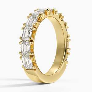 Bague d'éternité unisexe en or jaune 14K/18K avec diamant de laboratoire taille émeraude certifié de haute qualité, 0,83 carats au total, coupe excellente - Product Image 2