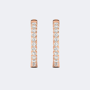 Pendientes de Aro con Diamantes de Corte Redondo de 1.10CTW con Engaste Compartido Tipo Eternity - Product Image 6