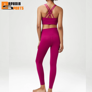 Women's Plus Size Gym Sportswear Yoga Set Tops Leggings Mid Waist Solid Spandex/Nylon Four-Way Stretch Custom Logo Wholesale - Product Image 2