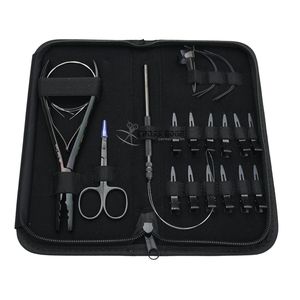 Kit d'outils de précision pour extensions capillaires : Pince à micro-perles à deux trous, quatre aiguilles de type C, anneaux et boucles de séparation pour coiffeurs professionnels - Product Image 1