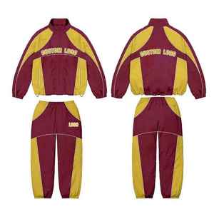 Custom Men's <b>Patchwork</b> Nylon Windbreaker Tracksuit Set Zip Up <b>Jacket</b> And Track Pants Sportswear Jogging Training Outfit - Product Image 1