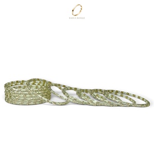 Ensemble de bracelets artisanaux plaqués or avec zircon et verre blanc transparent style goutte de pluie du Cachemire pour femmes, bijoux de mariée indiens, vente en gros - Product Image 5