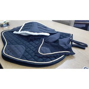 Saddle Pad Set, Brushing Boots, Ear <b>Bonnet</b> - Black With Gold - Product Image 4