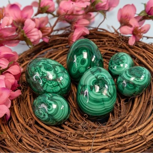 Huevo de masaje de malaquita natural, piedra curativa de cristal de malaquita verde rayada para Reiki, meditación, energía, decoración, venta al por mayor - Product Image 4