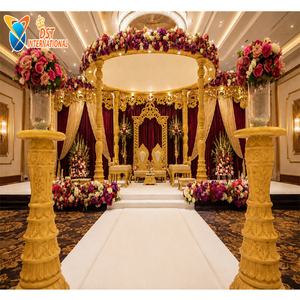 Exclusivo Mandap de Madera para Bodas Indias, Mandap Redondo Tallado en Madera, Conjunto de Mandap para Decoración de Bodas, Mandap de Palacio - Product Image 2