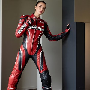 Combinaison en cuir de moto fabriquée à la main | Cuir de vachette véritable | Adapté pour les femmes Fit & Durable Comfort - Product Image 2