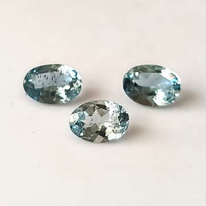 Aguamarina Natural de Primera Calidad Santa María, Calibrada, Corte Ovalado de 7x5 mm, 2.05 Quilates, Facetada, 3 Piezas, Gema Suelta para Joyería - Product Image 2