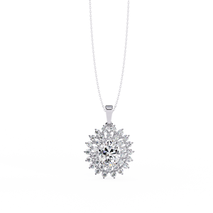 Collier pendentif ethnique personnalisé en or jaune massif 14 carats avec diamant de laboratoire de taille ovale de 2,40 carats et 3,40 carats TCW certifié IGI - Product Image 4