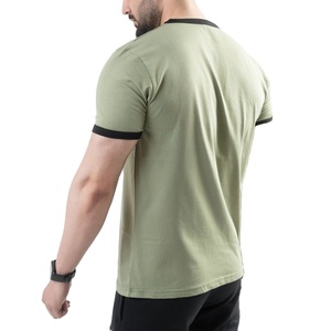 Camisetas de Hombre 100% Algodón, Manga Corta, Cuello Redondo, Ropa Informal para Gimnasio, Cuello en Contraste, Color Sólido - Product Image 3