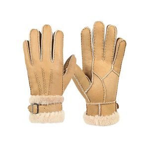 Guantes de cuero genuino a prueba de viento con pantalla táctil, nueva moda para exteriores, guantes de cuero con forro de piel para mujer, alta calidad, para las cuatro estaciones - Product Image 1