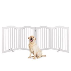 Cancelletto per Animali Domestici Autoportante in Legno Massello Alto 70 cm, Recinzione di Sicurezza Pieghevole a 4 Pannelli, Barriera per Cani in Legno in 2 Pezzi - Product Image 5