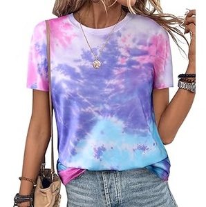Camiseta Tie Dye Vintage para Niñas, Hecha en Pakistán, Lavada y Teñida, para Entrenamiento, Ropa de Verano, Manga Corta, Servicio OEM - Product Image 1