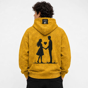 <b>Sun</b> Faded Unisex Oversized Hooded Sweatshirt Cotton Fleece Casual Winter Digital Printing Streetwear Yellow Hoodie - Product Image 3