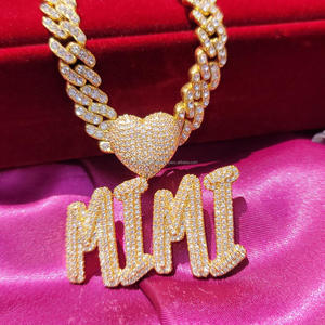 Hip Hop Custom <b>Name</b> Pendant Gold Cuban <b>Chain</b> Moissanite Diamond Bling Necklace For Men Women - Product Image 2