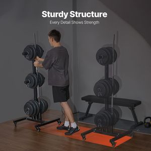 Soporte Vertical para Discos de Pesas de 2 Pulgadas, Capacidad de Carga de 450 kg, Ruedas Estándar, Construcción de Madera y Hierro, Personalizable - Product Image 5