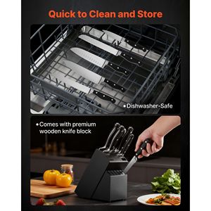 Set di 15 Coltelli da Cucina in Acciaio Inossidabile ad Alto Contenuto di Carbonio con Blocco Affilacoltelli, Acciaio Damasco a 67 Strati, Utensili Durevoli per Uso Domestico - Product Image 6