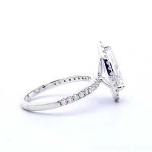 Bague de fiançailles en diamant taille brillant rond, or massif 18 carats plaqué rhodium, sertissage à griffes, certifiée IGI, bijoux fins unisexes - Product Image 4