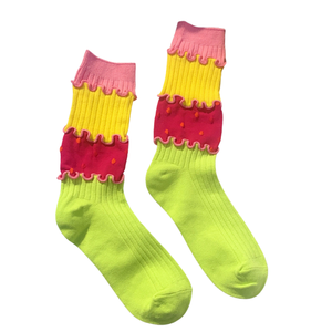 Macaron Color Patchwork <b>Socks</b> Japanese Style Street Sweat-absorbing <b>Socks</b> Cute and Creative Mid-calf Pile-up <b>Socks</b> - Product Image 5