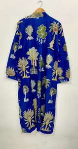 Robe en coton fleuri faite à la main : Kimono bohème avec poches - Product Image 6