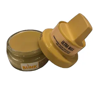 High Quality Power Wax Shoe Polish For Leather In 50 Ml Glass Jar With Sponge Applicator