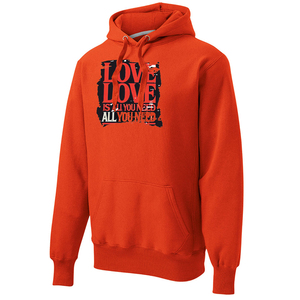 เสื้อสเวตเชิ้ตมีฮู้ดสีส้มสำหรับผู้ชาย พิมพ์ลาย Love Is All You Need ผ้าฝ้ายถักแบบลำลอง ดีไซน์กระเป๋าหน้า ทรงปกติ ใส่ได้ในฤดูใบไม้ร่วง - Product Image 5