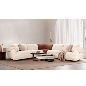 Sofá Seccional Curvo de Lujo Zeki, Tapizado en Tela Premium, Sofá de Esquina Moderno para Sala de Estar, Sofá para Vestíbulo de Hotel - Product Image 1