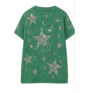 เสื้อยืดคอกลมผู้ชายแบบสั่งทำพิเศษ ตกแต่งโลโก้ด้านหน้าด้วยคริสตัล พร้อมลายพิมพ์กลิตเตอร์ เนื้อผ้าคอตตอน 100% ระบายอากาศได้ดี เนื้อผ้าหนา - Product Image 6