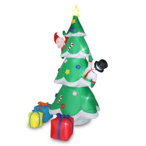Decorazioni Gonfiabili da Giardino per le Feste da 2,4 m con Pupazzo di Neve, Babbo Natale e 9 Luci a Stringa, 3 Scatole Regalo - Product Image 6