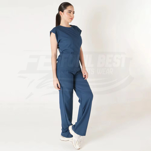 Women Navy Blue <b>Scrub</b> Set Short Sleeve With Pockets Hospital <b>Uniform</b> For Medical Staff Custom Design - Product Image 4
