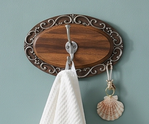 Vintage Wooden Wall Mounted <b>Hook</b> With Ornate Metal Frame And Single Silver <b>Hook</b> For Clothing Storage Stylish Home Accent - Product Image 4