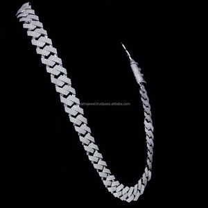 Certificat Hip Hop IGI 14mm chaîne cubaine collier D VVS Moissanite 925 argent serrure personnalisée chaîne à maillons cubains pour femmes hommes - Product Image 3