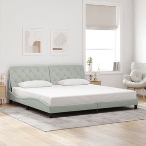 Cadre de lit rembourré en velours gris clair 76 x 79,9 pouces avec lumières LED, matelas non inclus - Product Image 5