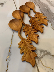 Vietnam Artistic Scoop Leaf Wooden <b>Spoon</b> Natural Wood Material for Spice Herb Scoop Serving Utensil Home Kitchen - Product Image 6