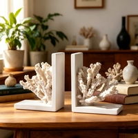 Bureau d'étude nordique moderne, serre-livres créatif en corail, support de livre, ornement artistique, décoration de bureau