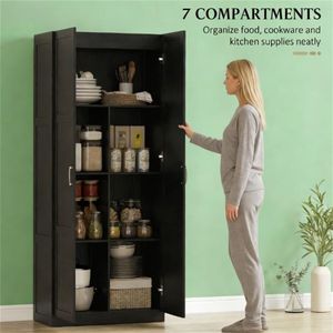 Gabinete de Almacenamiento Alto para Cocina, Estilo Rústico, Color Marrón Oscuro - Product Image 2